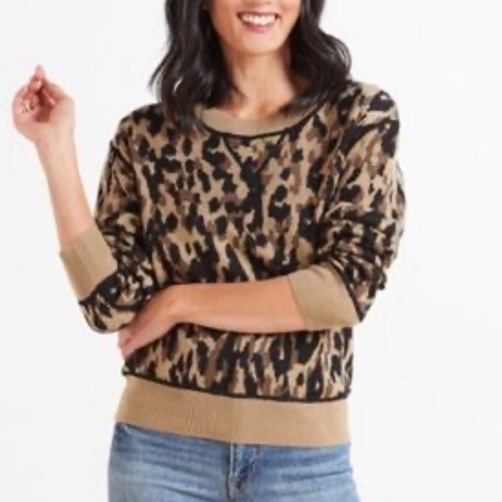 John + Jenn Animal Print Sweater - Brown and Black